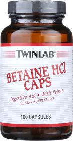 TWINLAB: Betaine HCl Caps, 100 cp