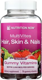 NUTRITION NOW: MultiVites Gummy Vitamins For Adults + Hair,Skin & Nails Support, 70 pc