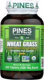 PINES WHEAT GRASS: Organic Wheat Grass 500 mg, 250 Tablets