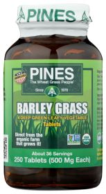 PINES WHEAT GRASS: Barley Grass 500mg Organic, 250 cp