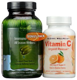 IRWIN NATURALS: Immuno Shield All Season Wellness Plus Vitamin C Bonus Pack, 100 sg