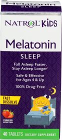 NATROL: Kids Melatonin Sleep Support 1mg Strawberry Fast Dissolve Tablets, 40 tb