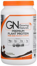 GROWING NATURALS: Organic Chocolate Rice Protein Powder, 33.6 oz