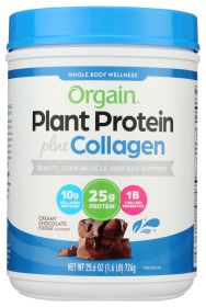 ORGAIN: Plant Protein Plus Collagen Chocolate, 25.6 oz